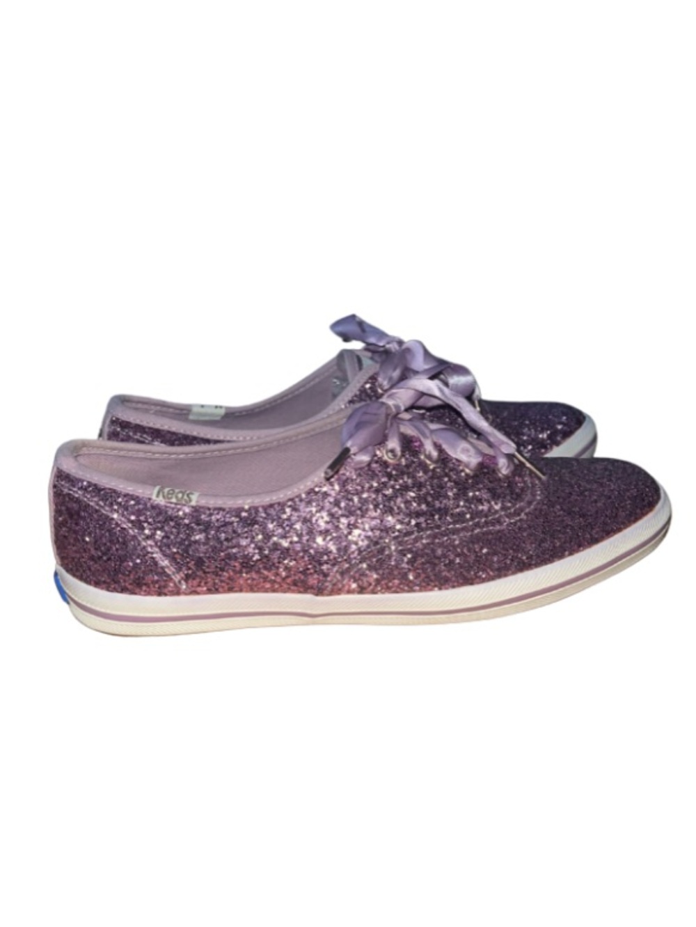 Keds x Kate Spade Lavender/Purple Glitter Satin Lace-Up Sneakers, Size 7.5 - Picture 4 of 7